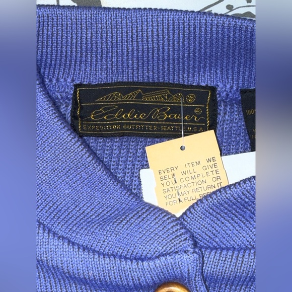 vintage L.L.Bean blue knit long-sleeve Henley sweater NWT And Receipt 1988 - Picture 6 of 12